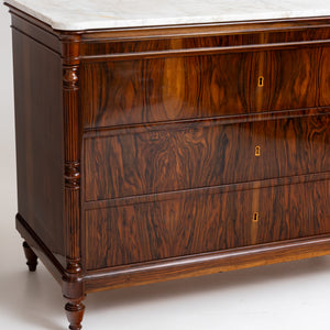 Pair of Chests of Drawers with Marble Tops, Mid-19th Century
