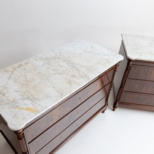 Pair of Chests of Drawers with Marble Tops, Mid-19th Century
