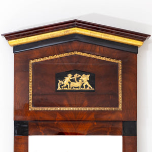 Biedermeier Chest of Drawers with Trumeau Mirror, North German, early 19th Century