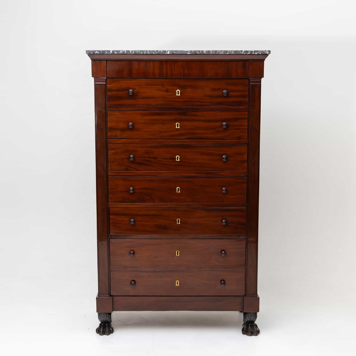 Biedermeier Semainiere mit Marmorplatte, Anfang 19. Jahrhundert