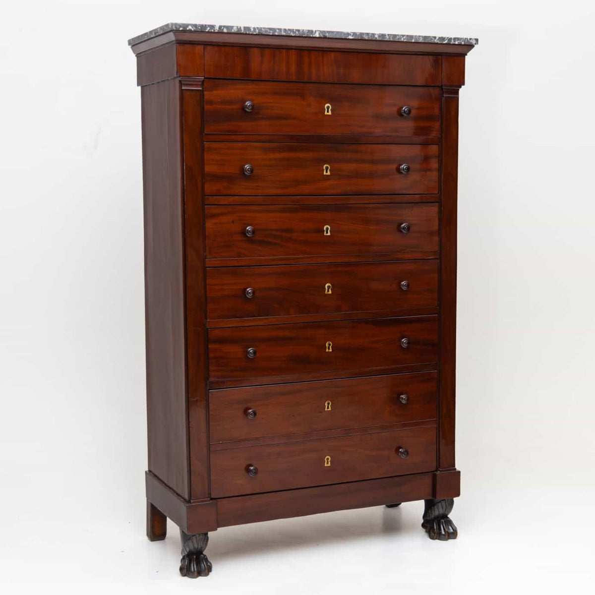 Biedermeier Semainiere mit Marmorplatte, Anfang 19. Jahrhundert