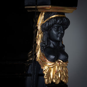 Empire Tall Chest of Drawers with Gilded Caryatids and Paw Feet, France circa 1810