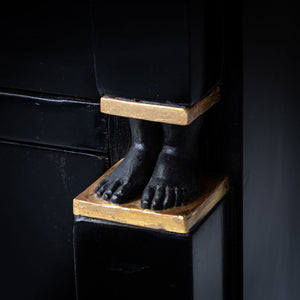 Empire Tall Chest of Drawers with Gilded Caryatids and Paw Feet, France circa 1810