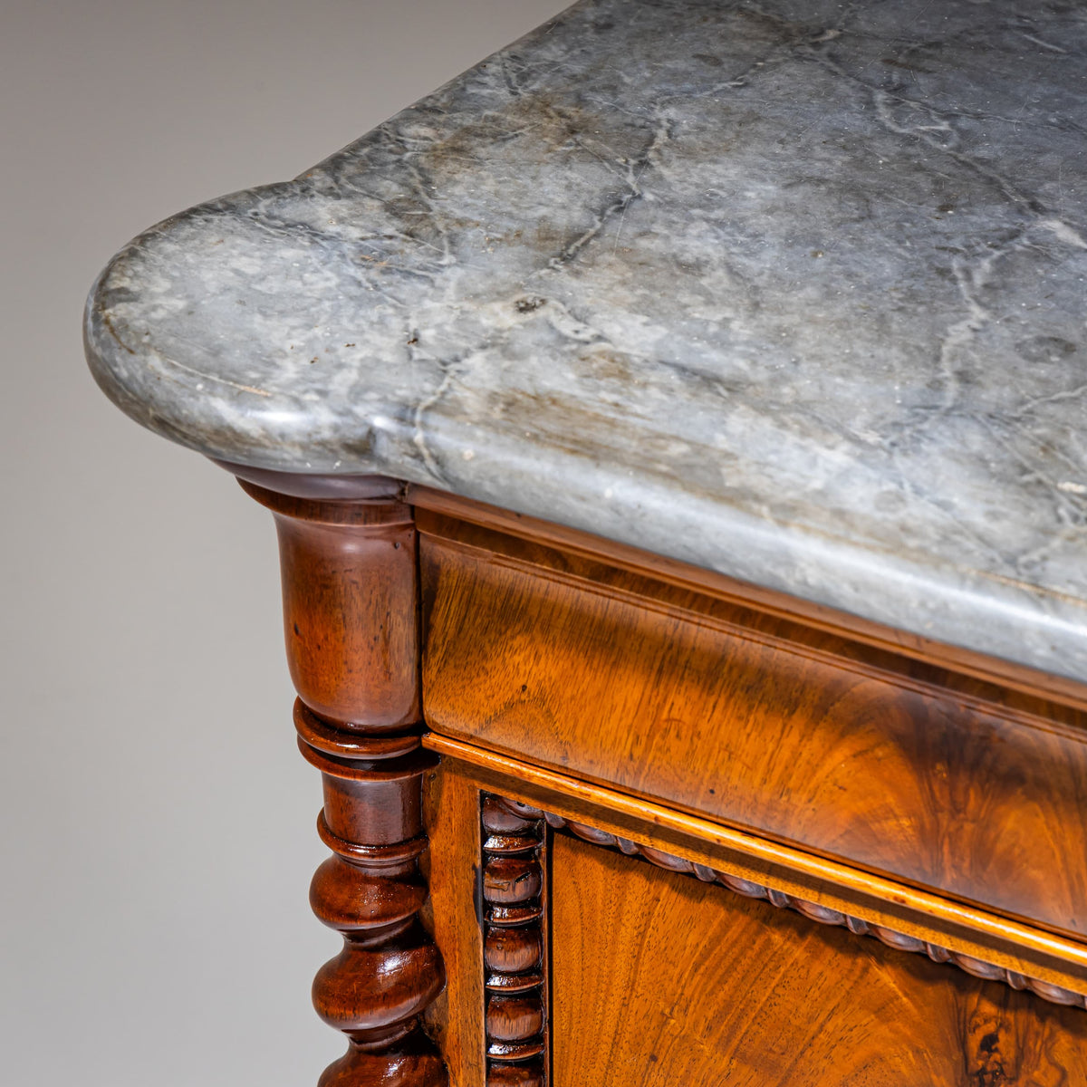 Pair of Louis Philippe Commodes with Gray Marble Tops, probably Italy, Second Half of the 19th Century