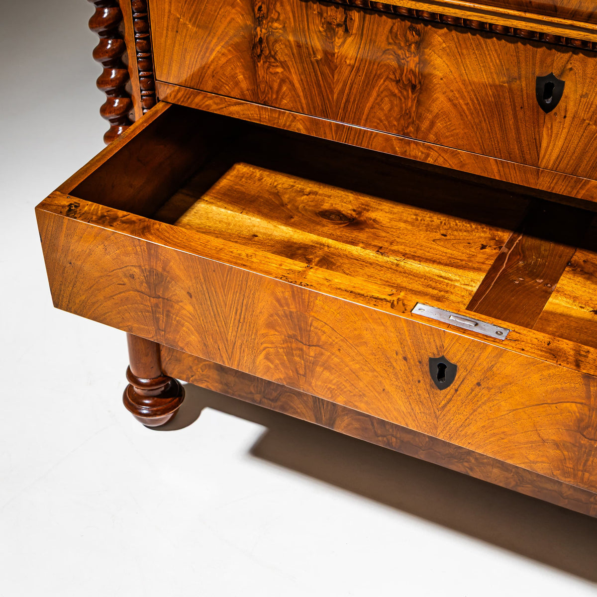 Pair of Louis Philippe Commodes with Gray Marble Tops, probably Italy, Second Half of the 19th Century