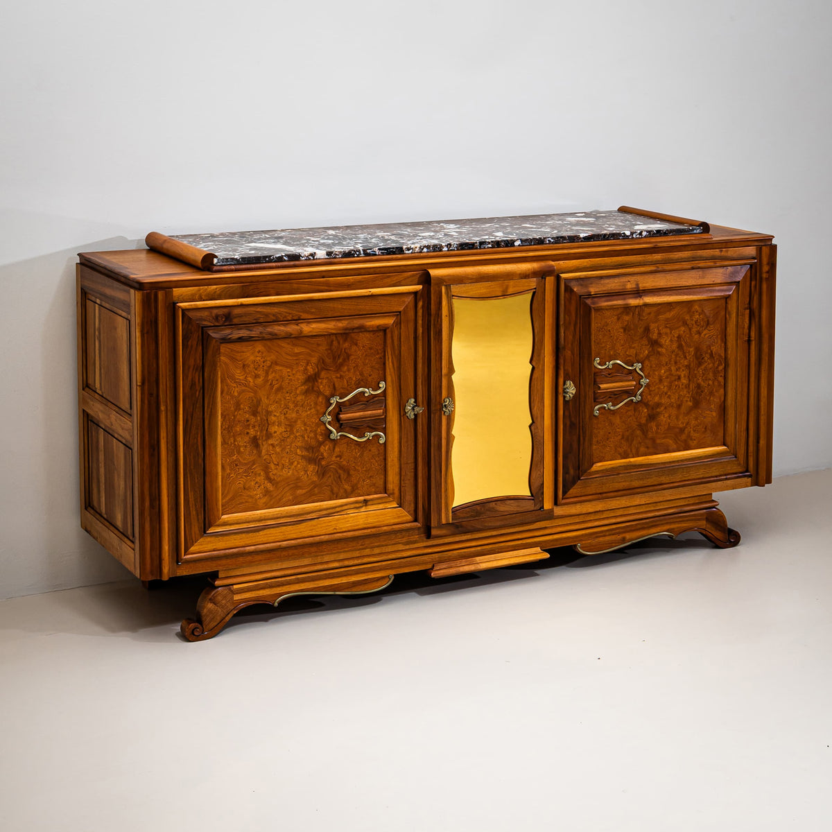Art Deco Sideboard with Marble Top, France, 1930s
