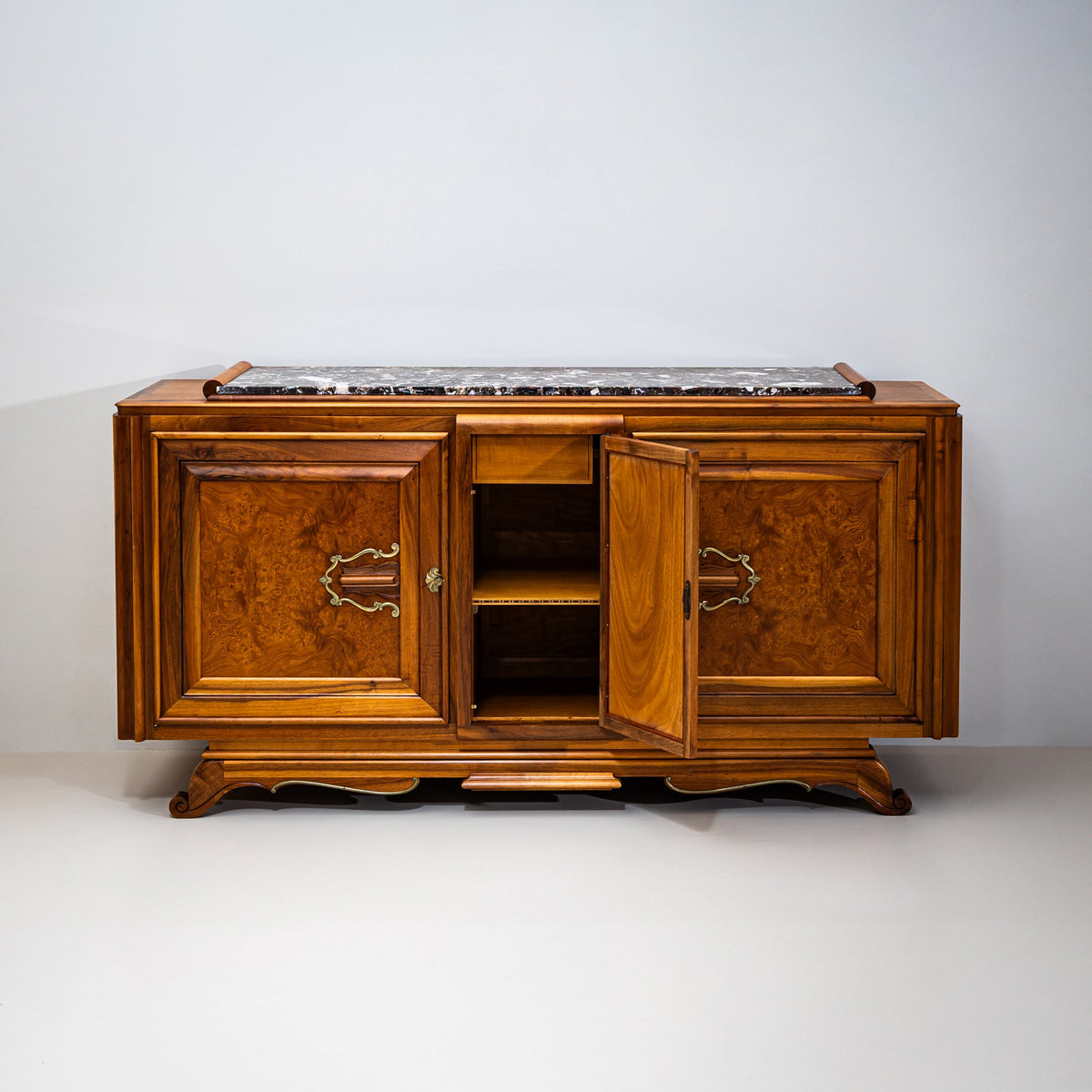 Art-Deco-Anrichte mit Marmorplatte, Frankreich, 1930er Jahre