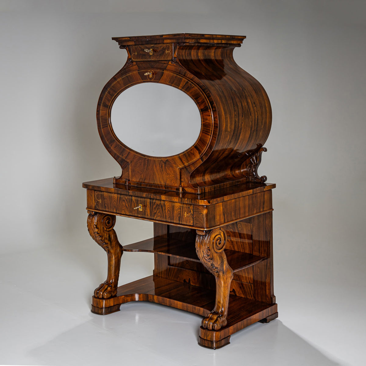 Biedermeier Lyra Secretary Desk, circa 1830