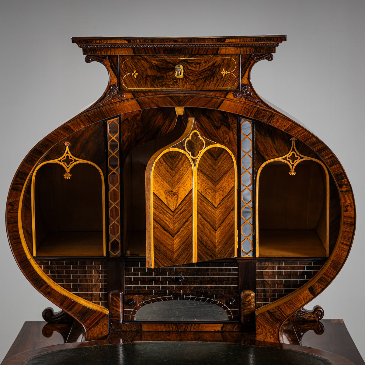 Biedermeier Lyra Secretary Desk, circa 1830