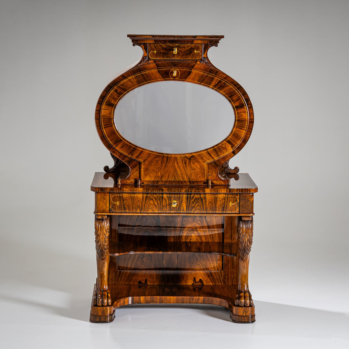 Biedermeier Lyra Secretary Desk, circa 1830