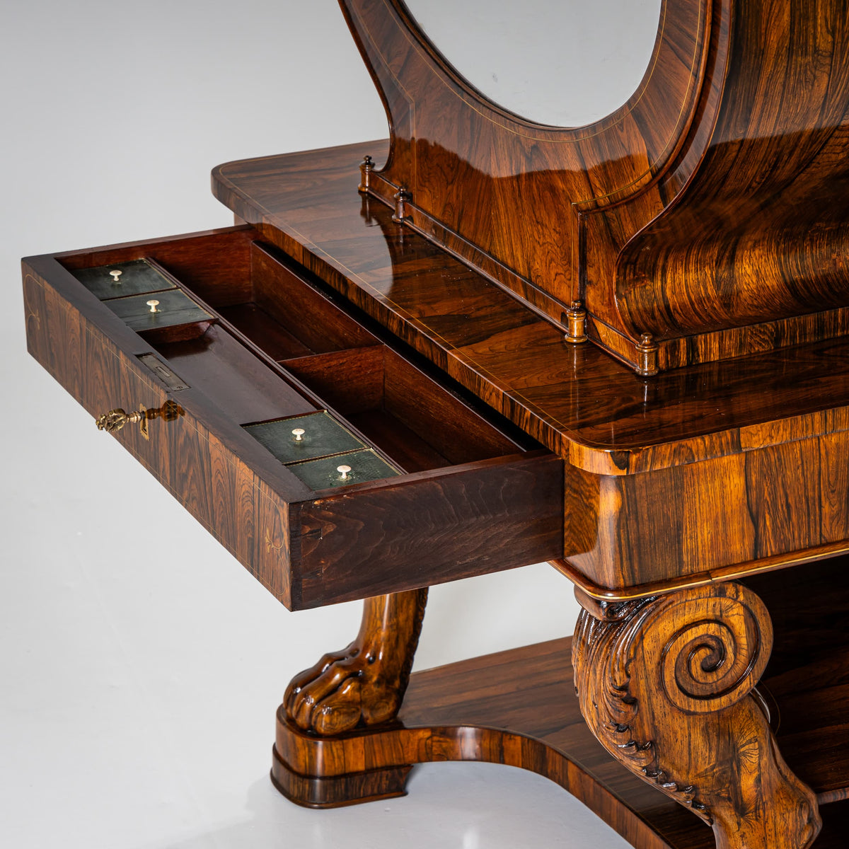 Biedermeier Lyra Secretary Desk, circa 1830