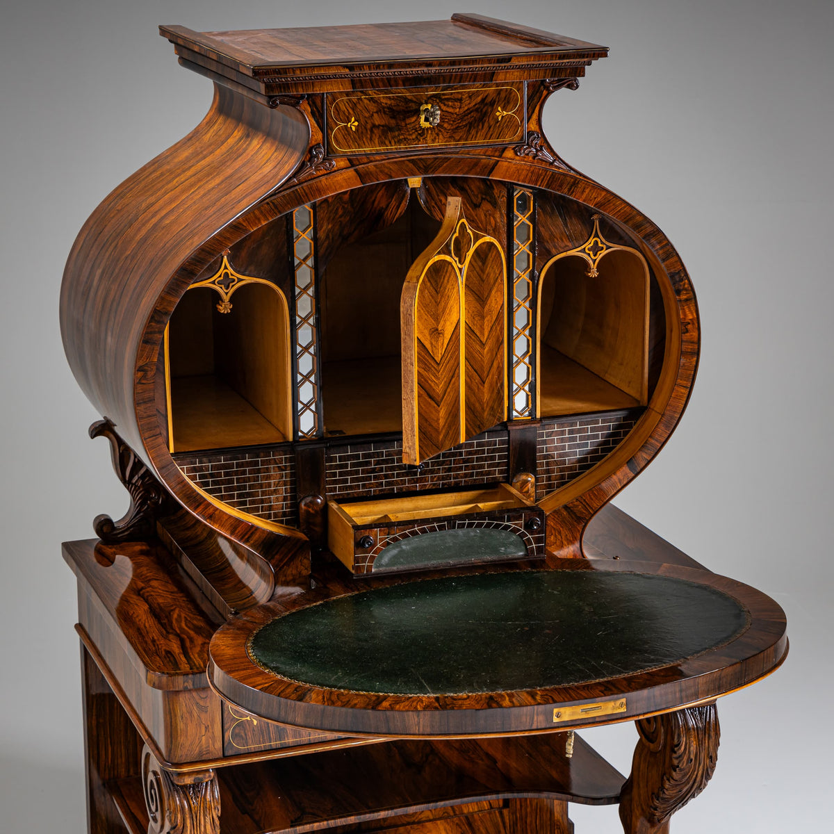 Biedermeier Lyra Secretary Desk, circa 1830
