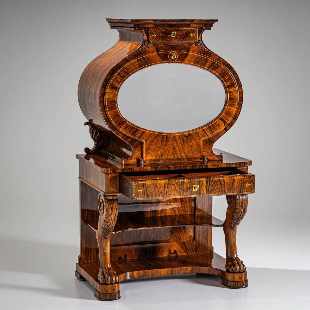Biedermeier Lyra Secretary Desk, circa 1830