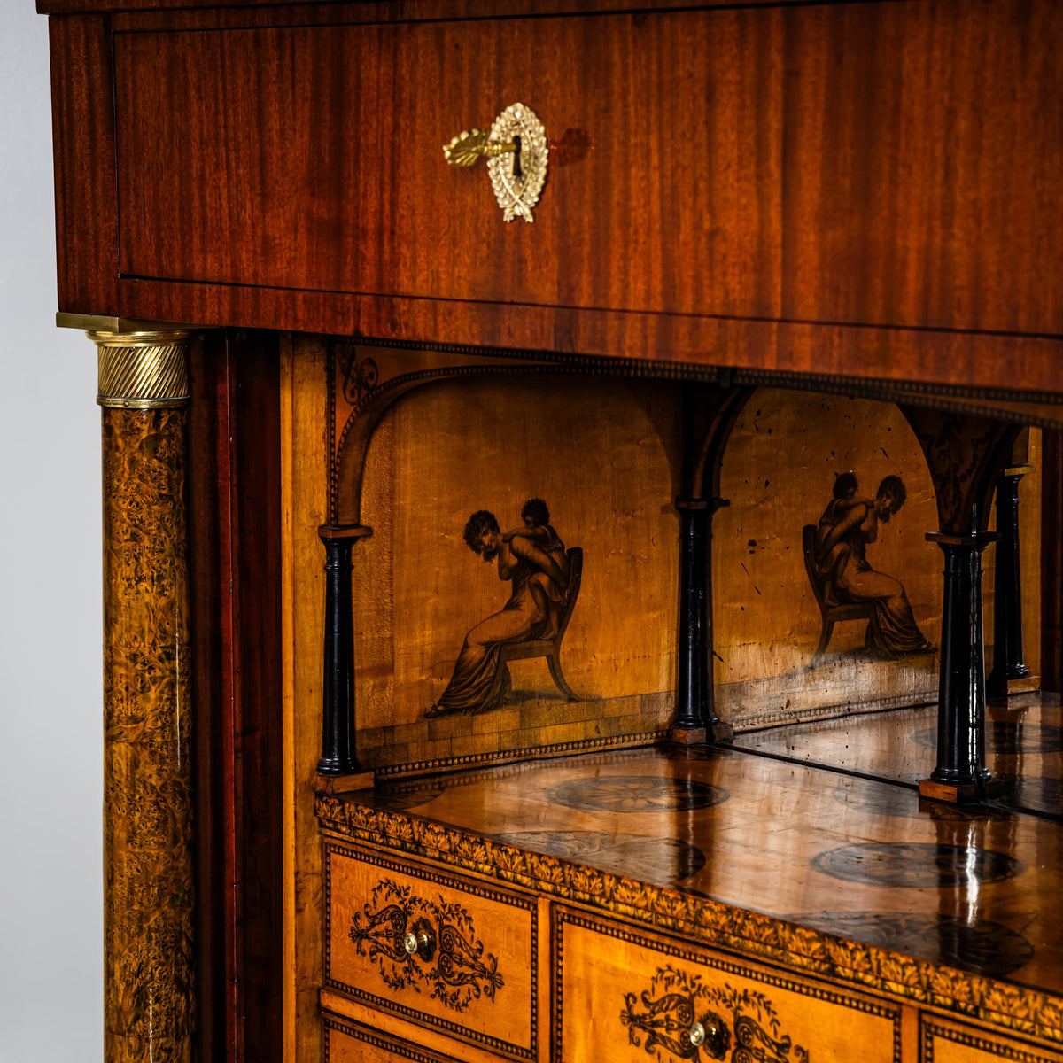 Biedermeier-Sekretär mit Umdrucktechnik, Johann Georg Hiltl (1771–1845), München, um 1825