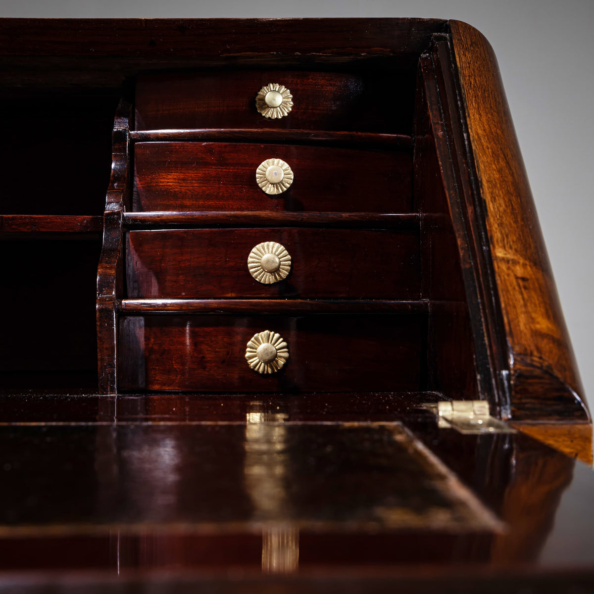 Baroque Fall-Front Secretary with Marquetry Surface, 18th Century
