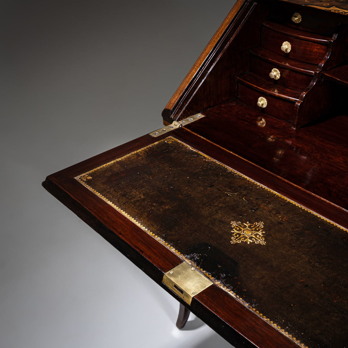 Baroque Fall-Front Secretary with Marquetry Surface, 18th Century