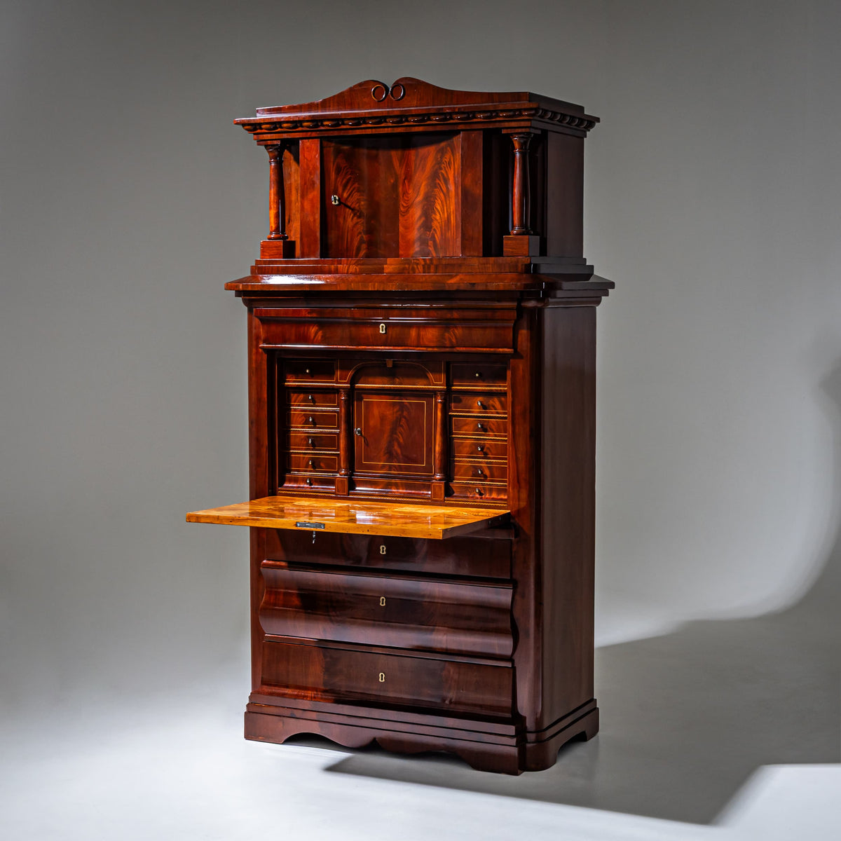 Biedermeier Mahogany Secretary Cabinet, circa 1830