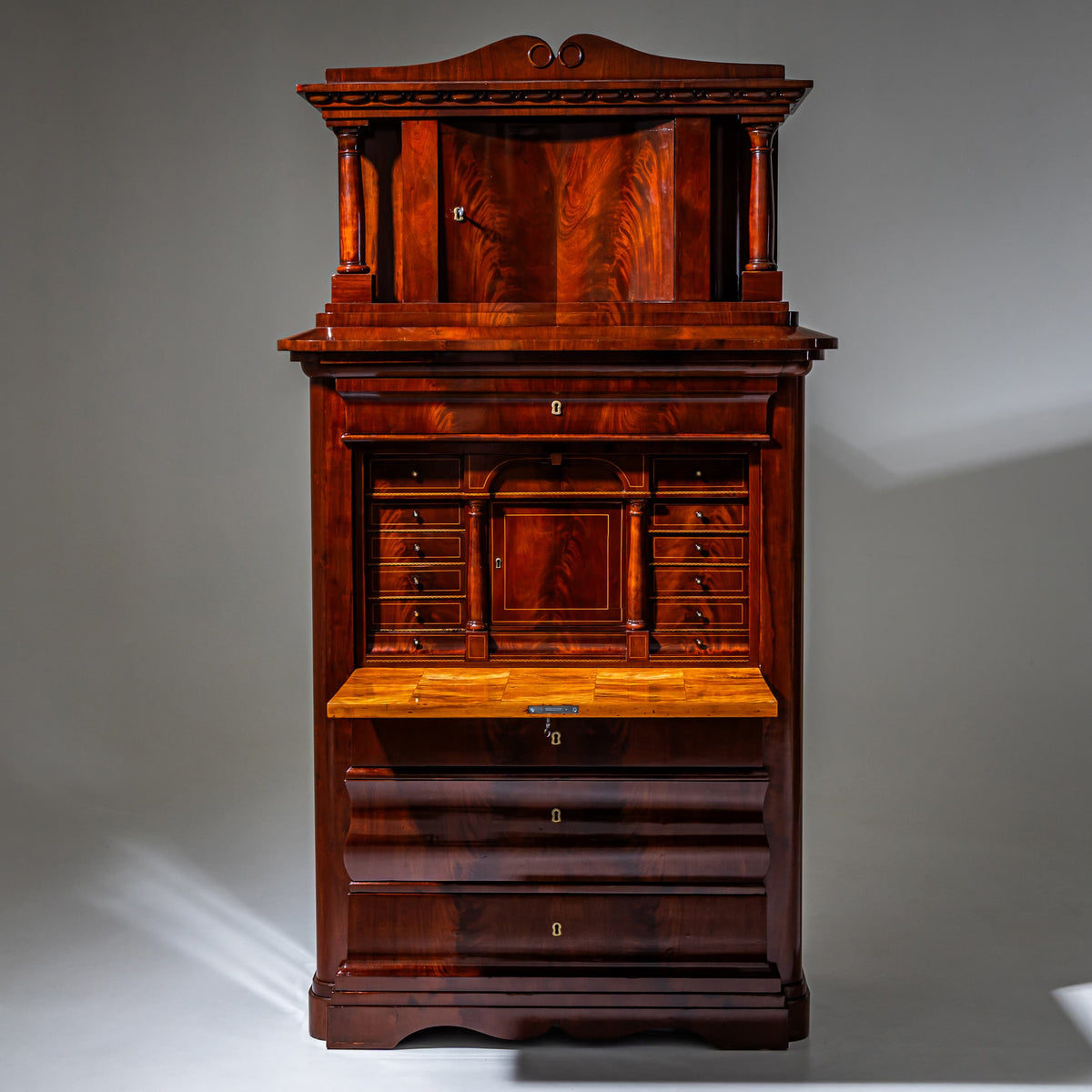 Biedermeier Mahogany Secretary Cabinet, circa 1830