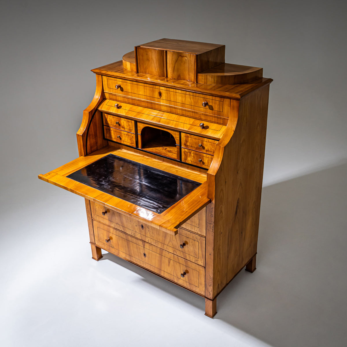 Biedermeier Roll-Top Secretary in Cherrywood, Saxony, circa 1835