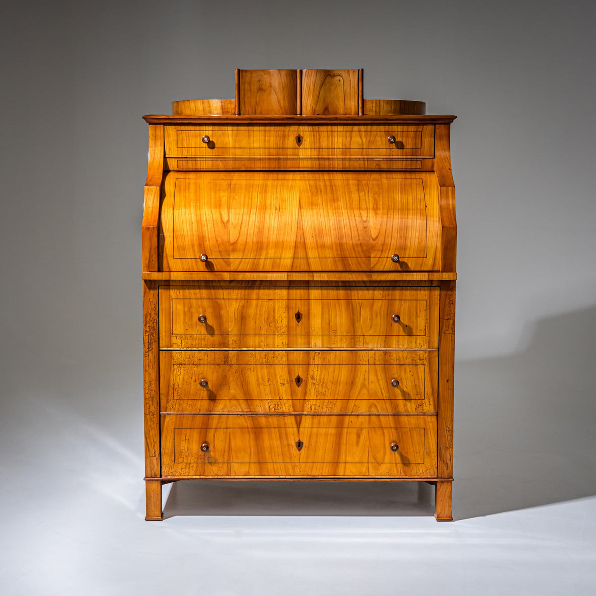 Biedermeier Roll-Top Secretary in Cherrywood, Saxony, circa 1835