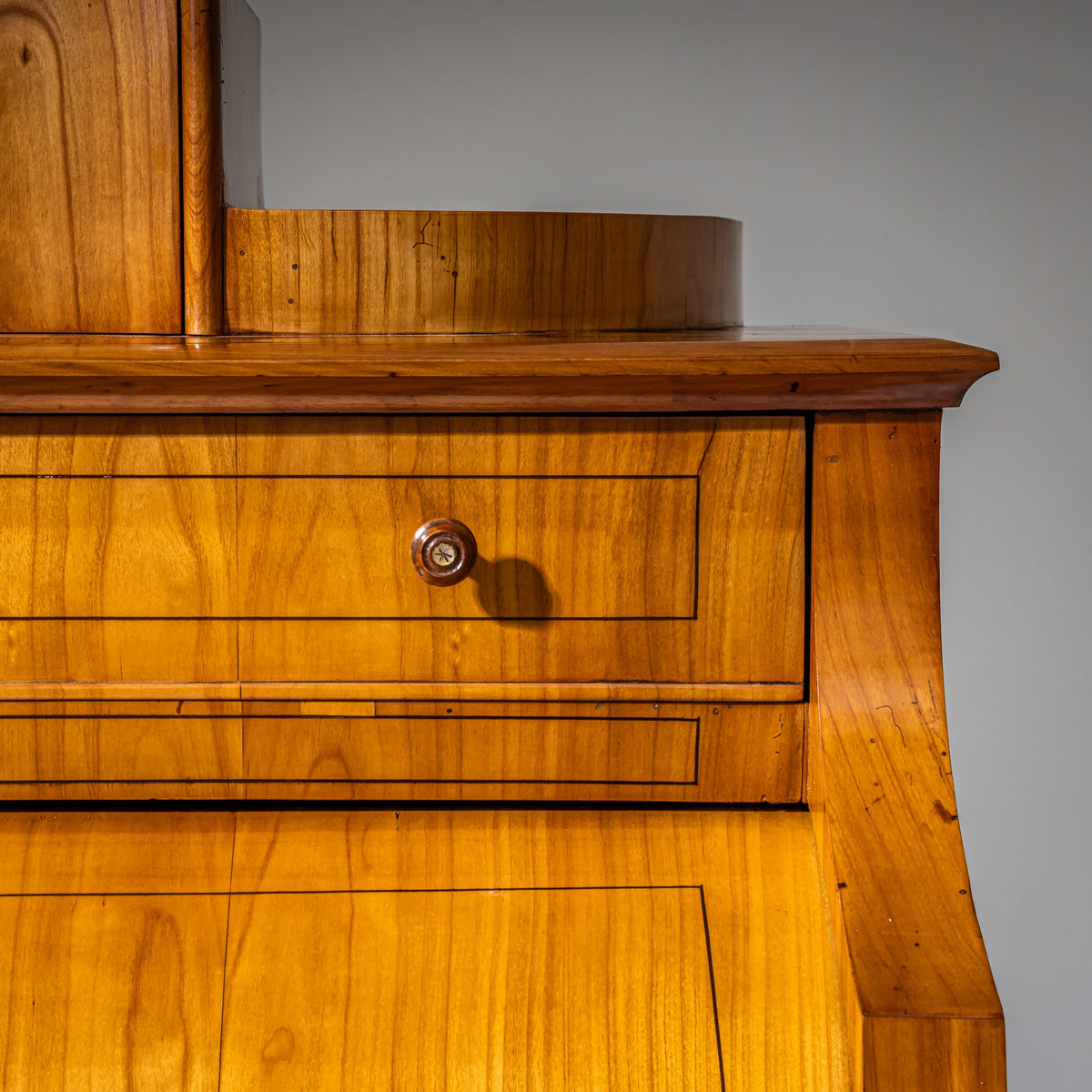 Biedermeier Roll-Top Secretary in Cherrywood, Saxony, circa 1835