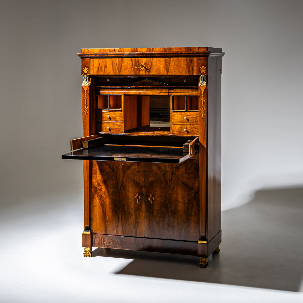 Biedermeier Secretary with Secret Compartments, probably Danube Monarchy, circa 1810