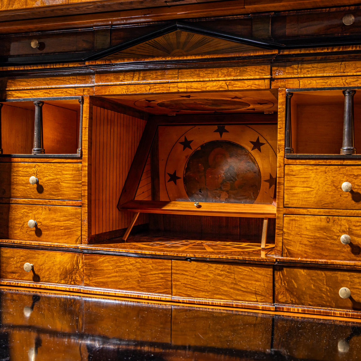 Biedermeier Secretary with Secret Compartments, probably Danube Monarchy, circa 1810