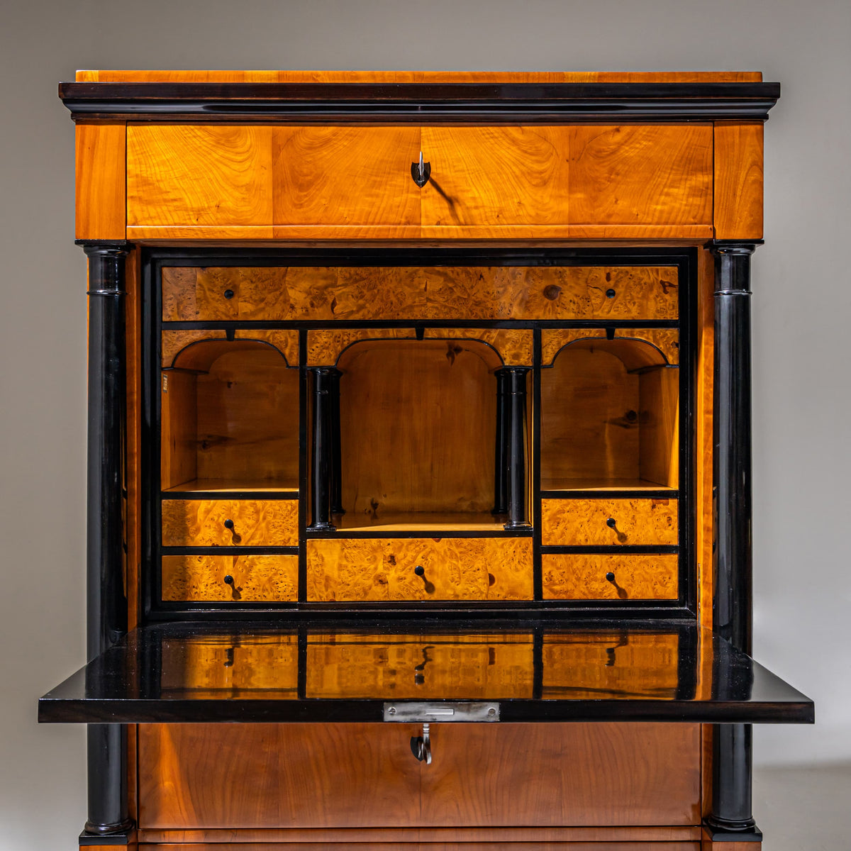 Biedermeier Sekretär in Kirschbaum, Schloss Banz, Süddeutschland, um 1820