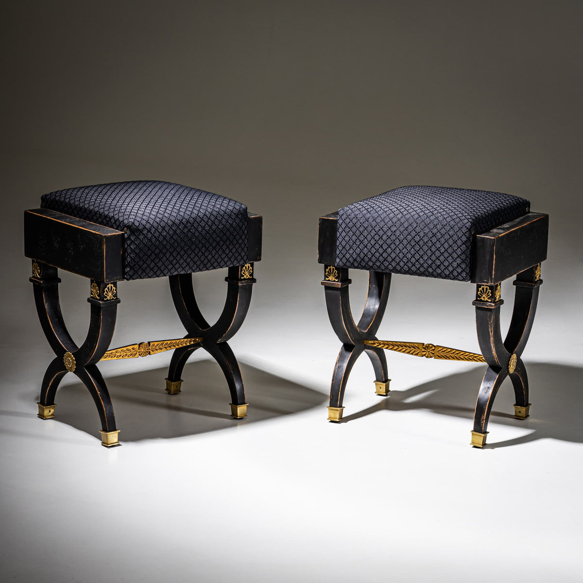 Pair of Black Tabourets, 19th Century