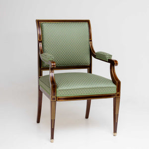 Armchair with Brass Inlays, 19th Century