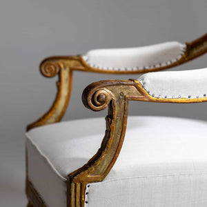 Gold-patinated armchair, around 1780