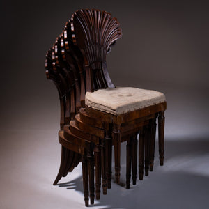 Set of six Italian Walnut Side Chairs, 19th Century