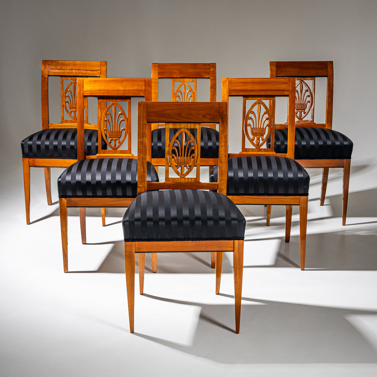 Set of Six Biedermeier Dining Chairs, Early 19th Century