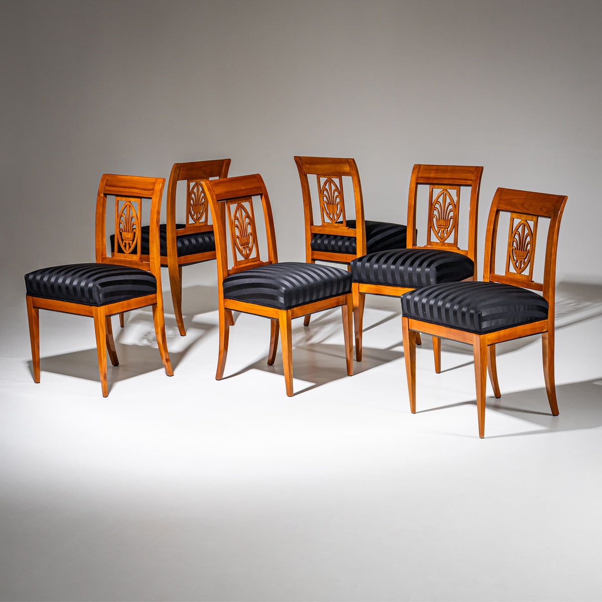 Set of Six Biedermeier Dining Chairs, Early 19th Century