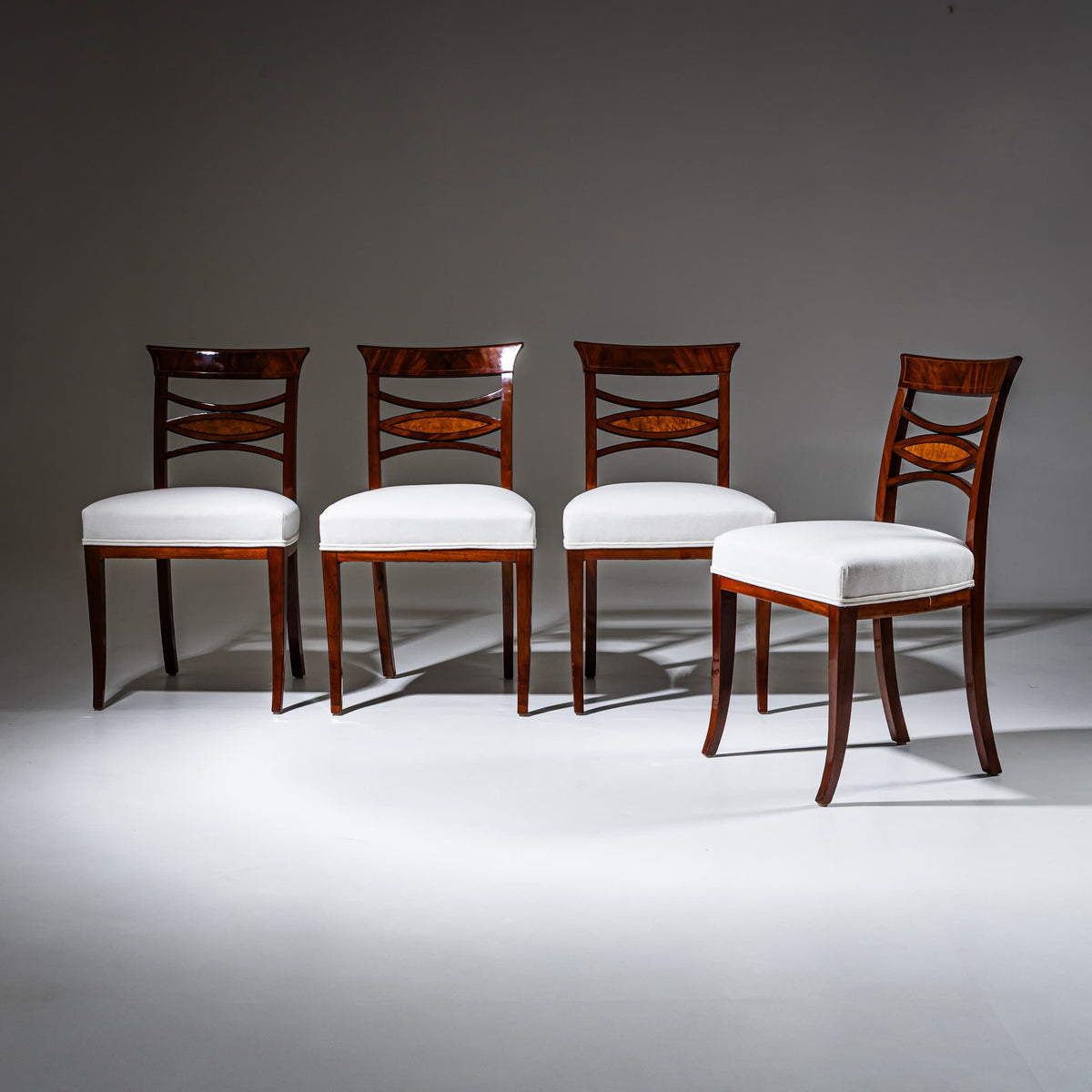 Set of Four Biedermeier Side Chairs, 1st Half 19th Century