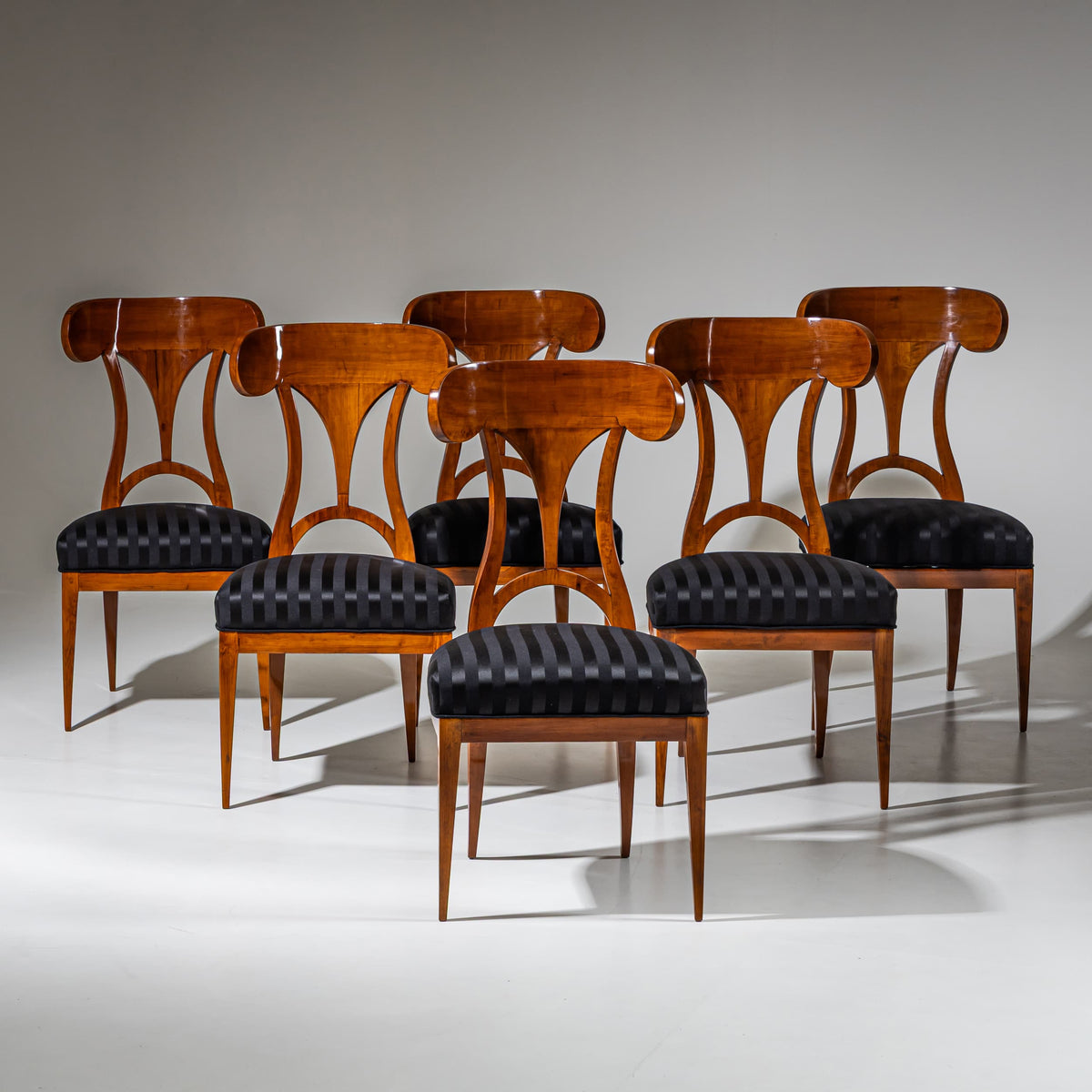 Set of Six Biedermeier Shovel-Back Chairs, circa 1820