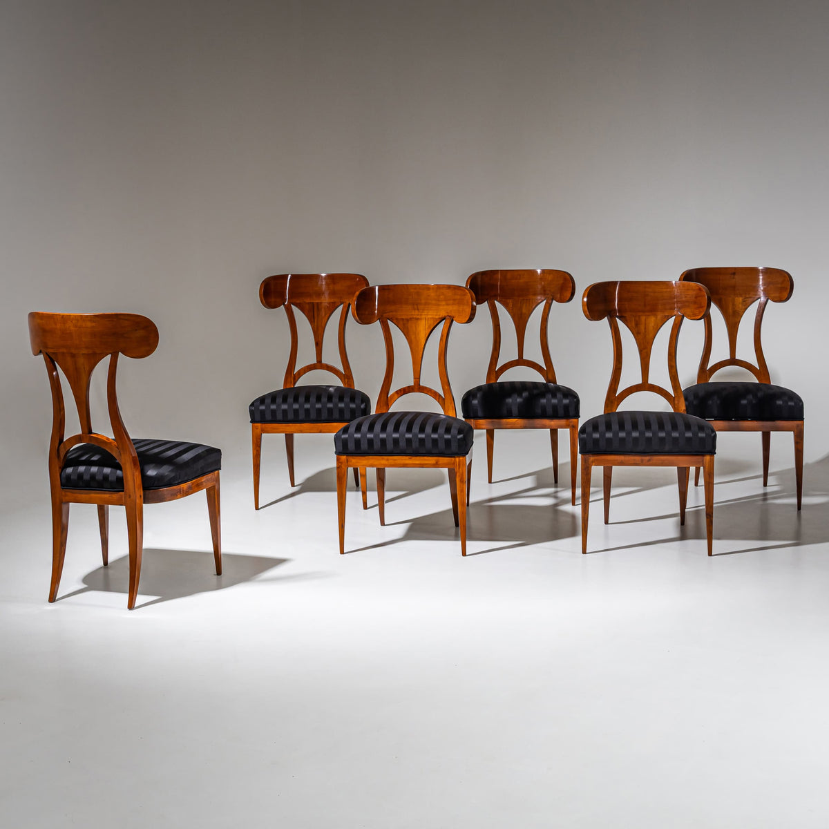 Set of Six Biedermeier Shovel-Back Chairs, circa 1820