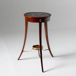 Round Side Table with Marble Inlay, 19th Century