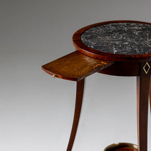 Round Side Table with Marble Inlay, 19th Century