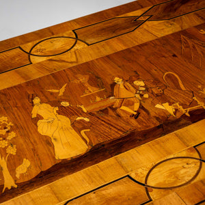 Baroque-Style Dining Table with Marquetry Scene, late 19th Century