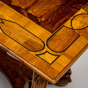 Baroque-Style Dining Table with Marquetry Scene, late 19th Century