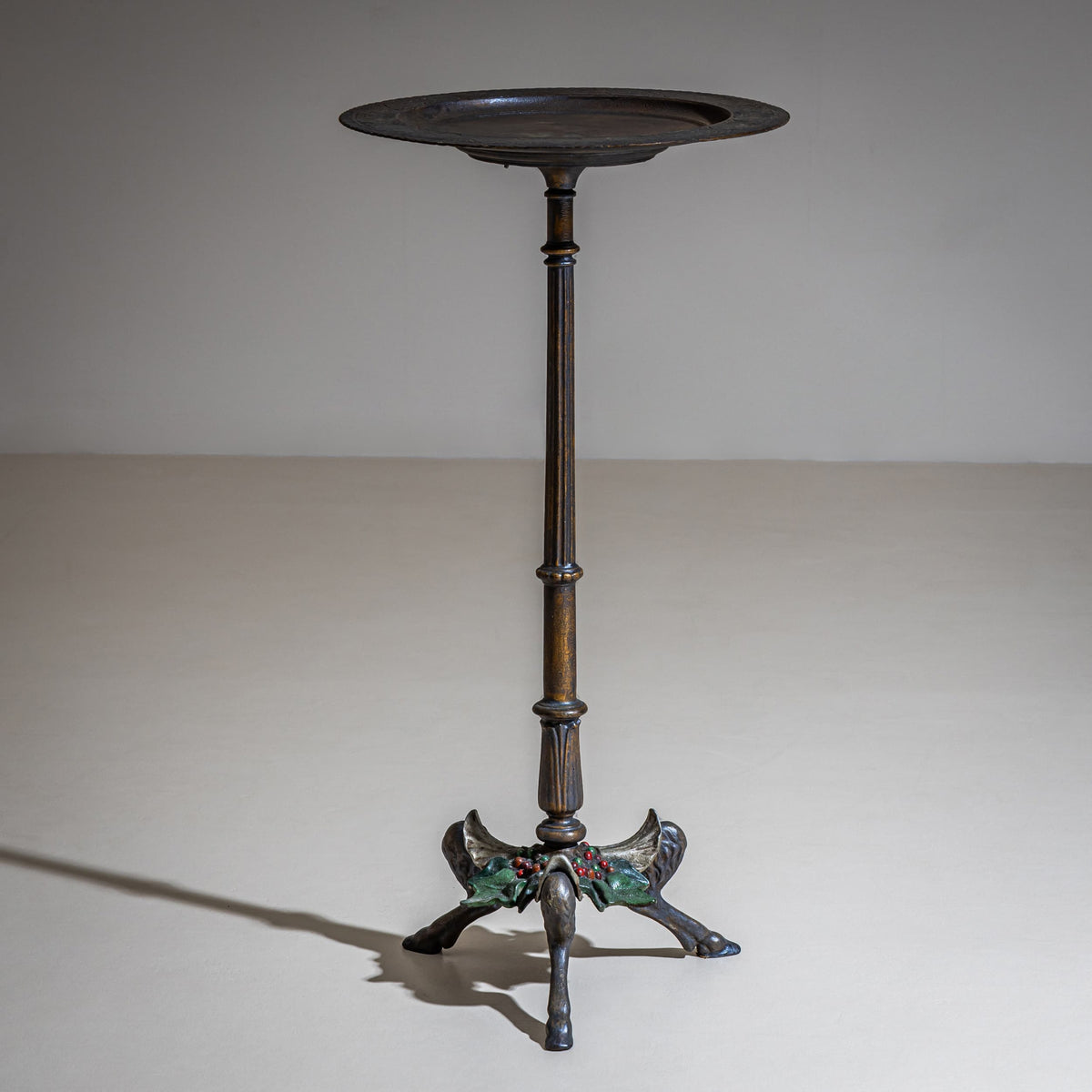 Wrought-Iron Guéridon with Holly Decoration, 19th Century