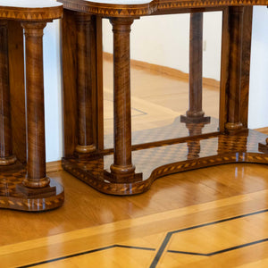 Pair of Parquetry Console Tables with Mirrors, Mid-19th Century