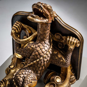 Goldener Drache als Wandkonsole, Frankreich 2. Hälfte 19. Jahrhundert