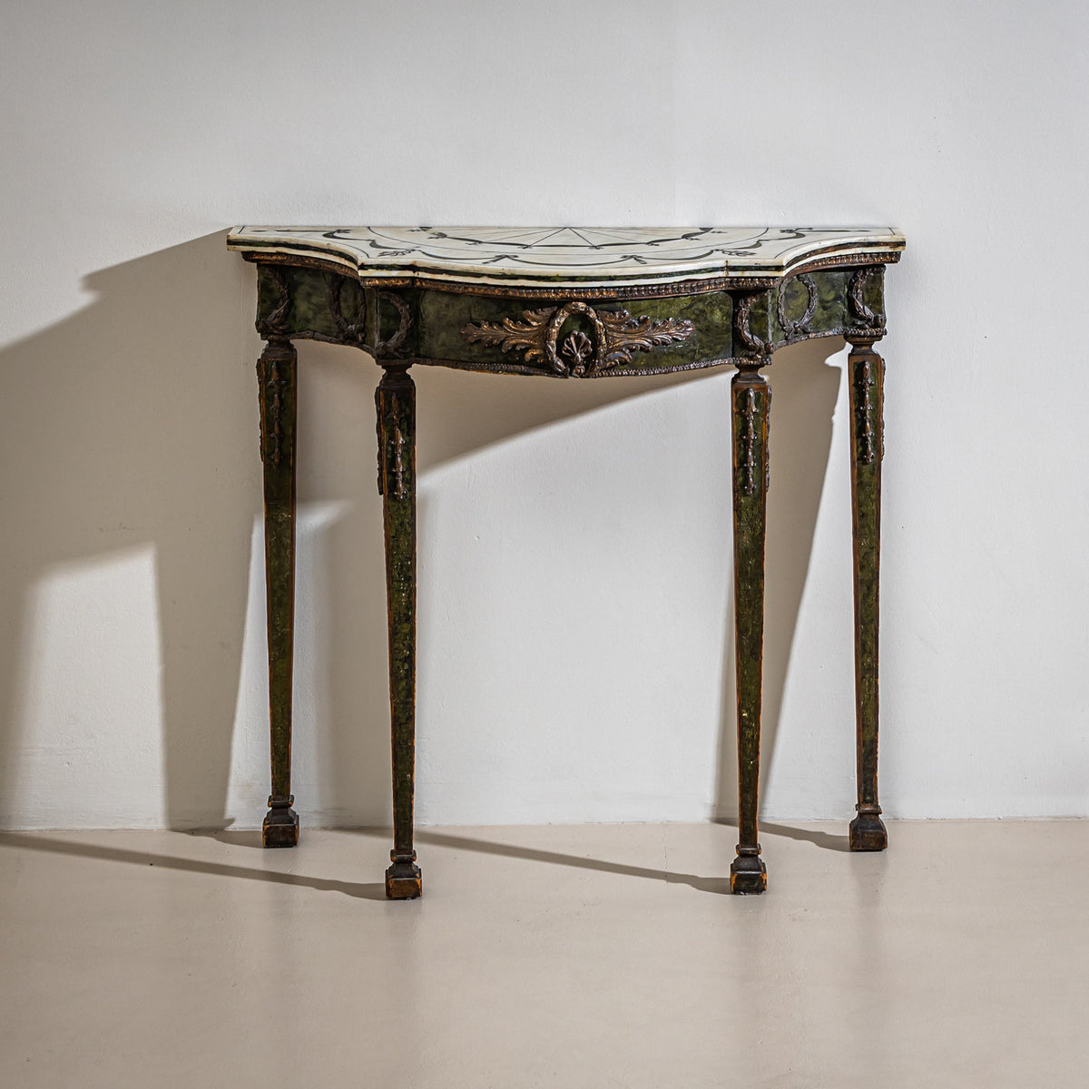 Wall Console with Scagliola Top in the George III Style, probably Ireland, 2nd Half 19th Century