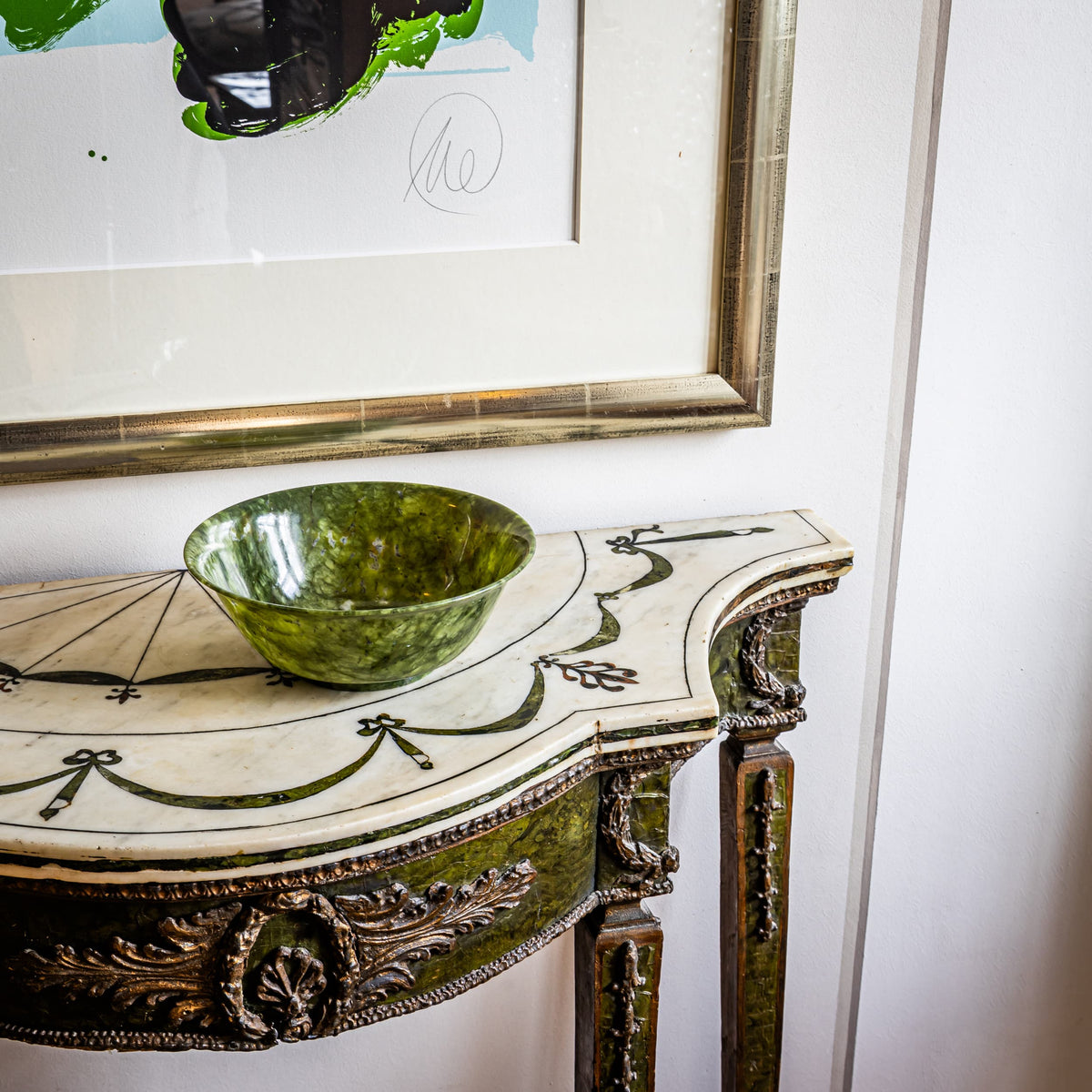 Wall Console with Scagliola Top in the George III Style, probably Ireland, 2nd Half 19th Century