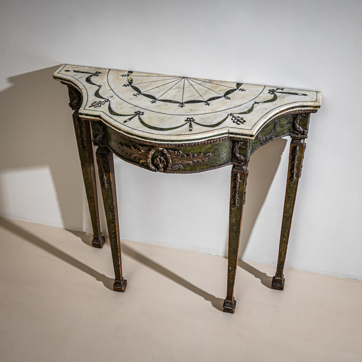 Wall Console with Scagliola Top in the George III Style, probably Ireland, 2nd Half 19th Century