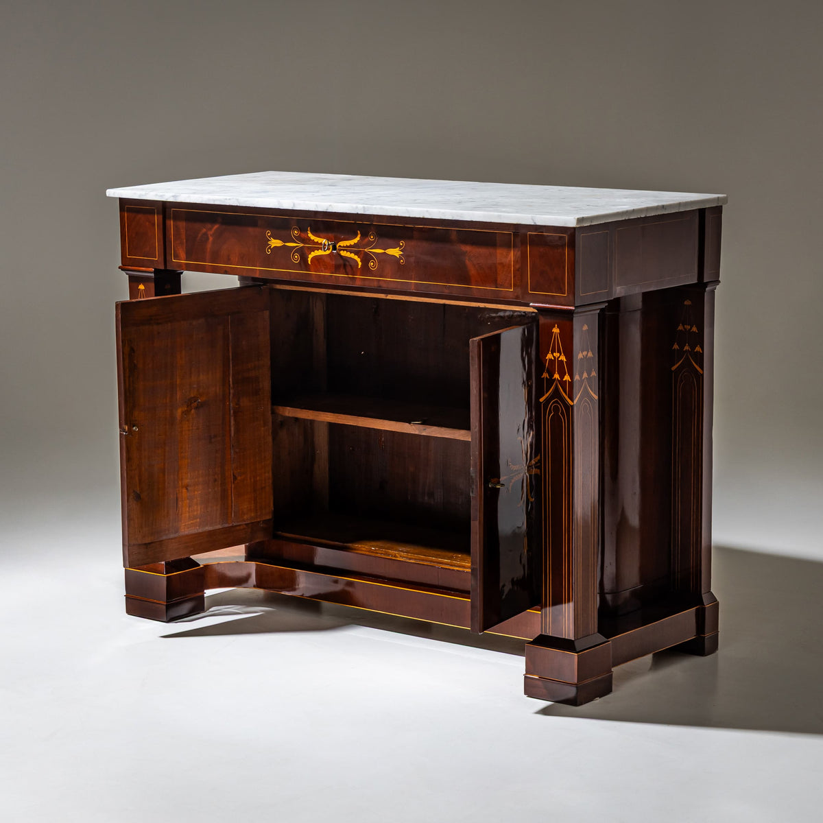 Charles X Sideboard in Mahogany with Marquetry, France, circa 1830
