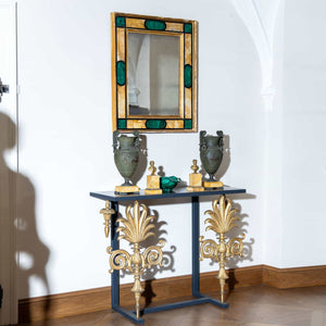 Pair of Wall Mirrors in Giallo Siena and Malachite, Spain 18th/19th Century Century