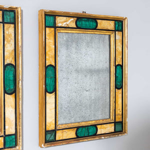 Pair of Wall Mirrors in Giallo Siena and Malachite, Spain 18th/19th Century Century